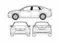 Blueprint Ford Mondeo III 5 door Hatchback 2007 A4 Photo Print