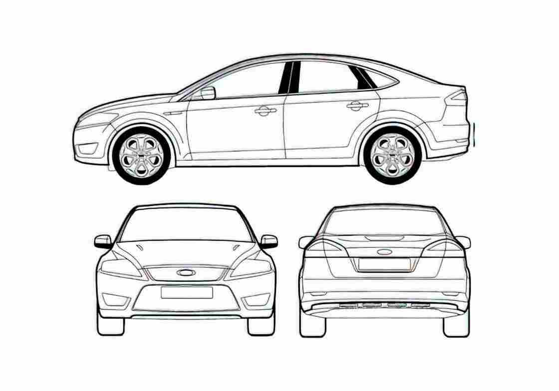 Blueprint Ford Mondeo III 5 door Hatchback 2007 A4 Photo Print