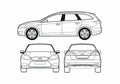 Blueprint Ford Mondeo III Estate Wagon 2007 A4 Photo Print