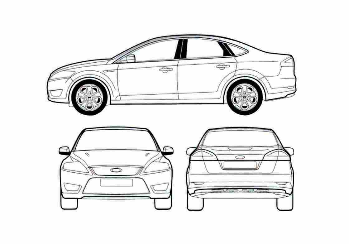 Blueprint Ford Mondeo III Sedan 2007 A4 Photo Print