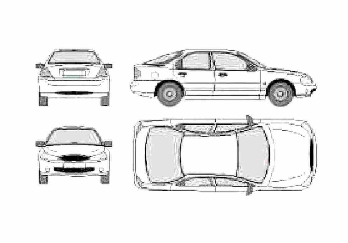 Blueprint Ford Mondeo Mk2 Hatchback 1996 A4 Photo Print