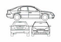Blueprint Ford Mondeo S2 5 door Hatchback 2000 A4 Photo Print