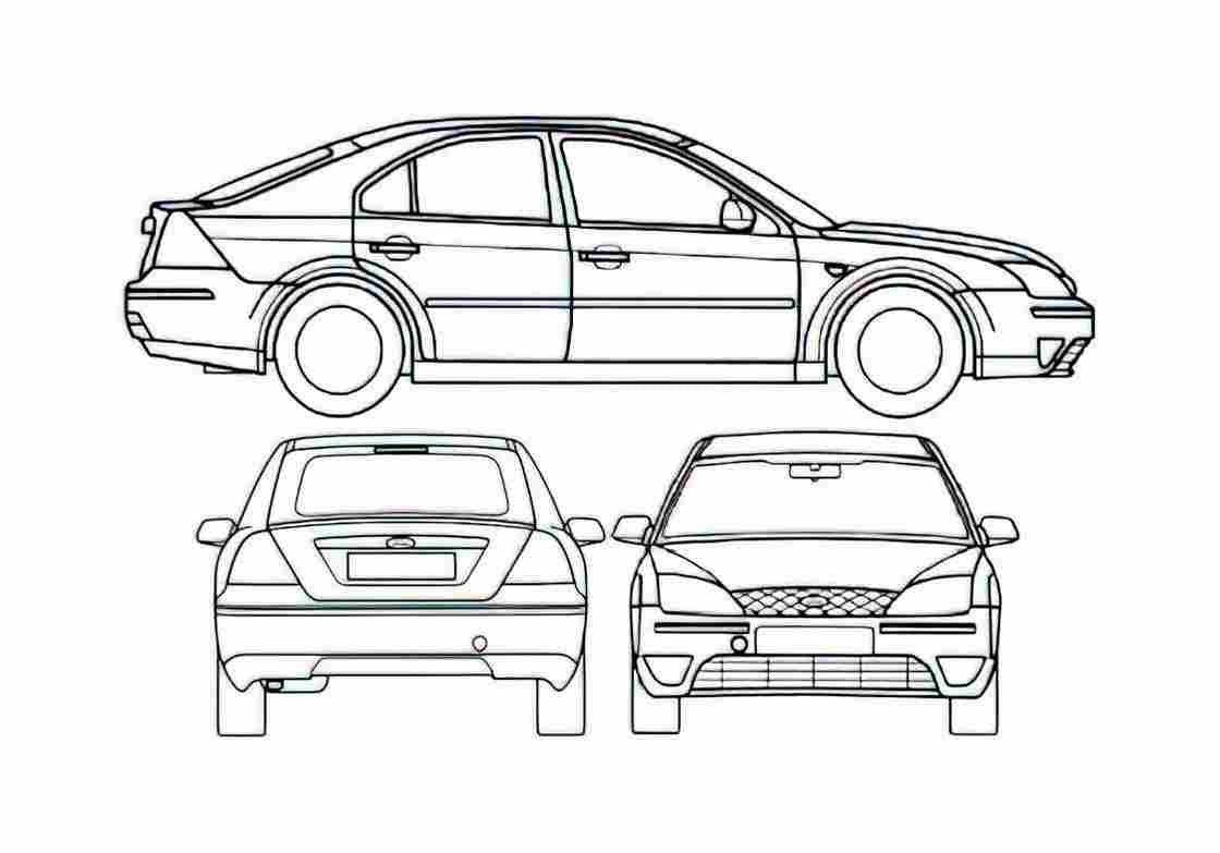 Blueprint Ford Mondeo S2 5 door Hatchback 2000 A4 Photo Print