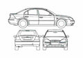 Blueprint Ford Mondeo S2 Sedan 2000 A4 Photo Print
