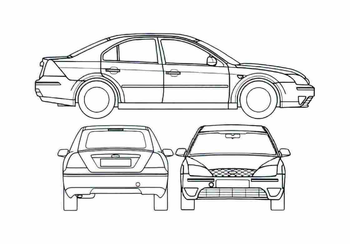 Blueprint Ford Mondeo S2 Sedan 2000 A4 Photo Print