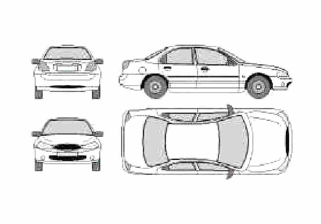 Blueprint Ford Mondeo Sedan 1996 A4 Photo Print