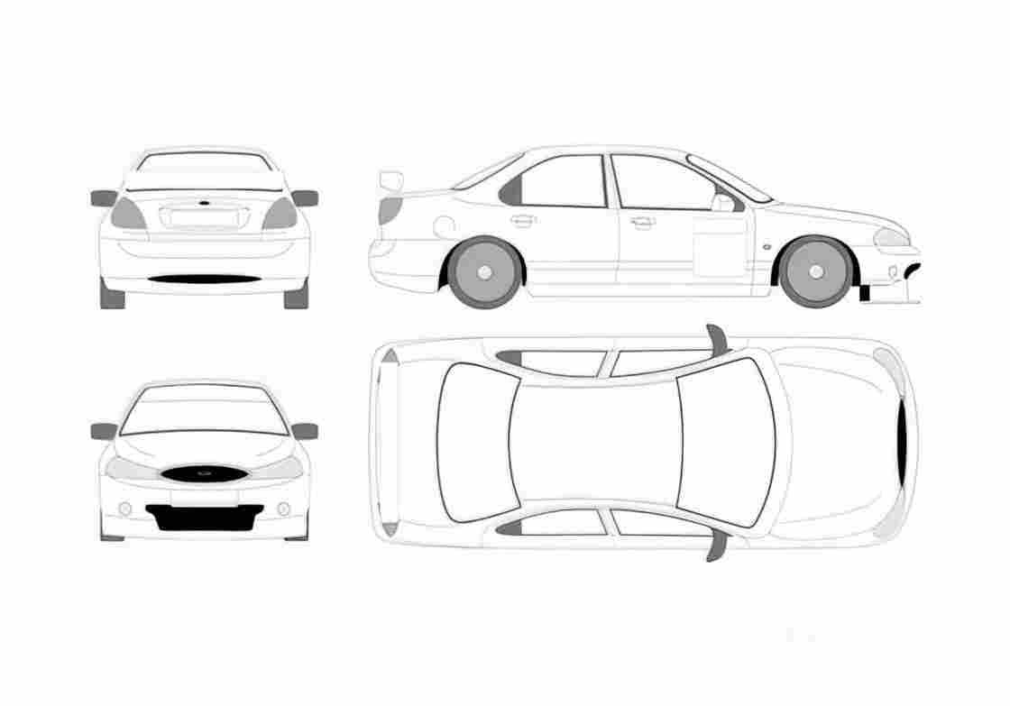 Blueprint Ford Mondeo Sedan 2000 A4 Photo Print