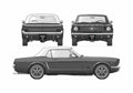 Blueprint Ford Mustang 289 Convertible Cabriolet 1965 A4 Photo Print