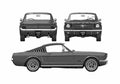 Blueprint Ford Mustang 289 Fastback Coupe 1965 A4 Photo Print