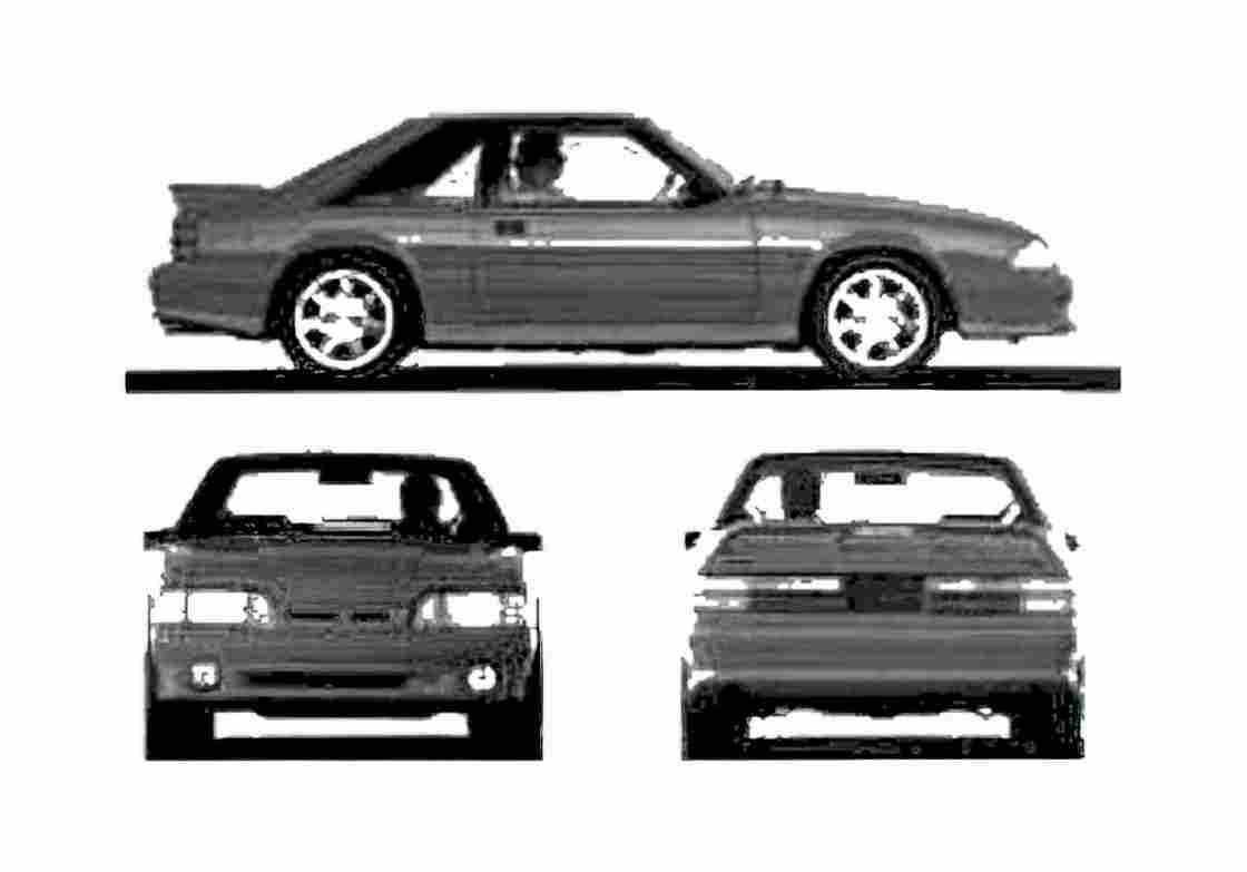 Blueprint Ford Mustang Cobra Coupe 1993 A4 Photo Print