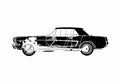 Blueprint Ford Mustang Coupe 1964 A4 Photo Print