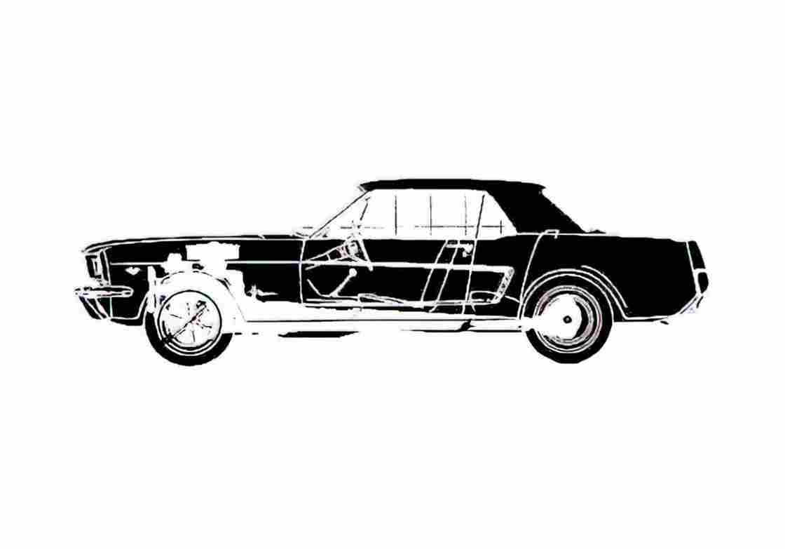 Blueprint Ford Mustang Coupe 1964 A4 Photo Print
