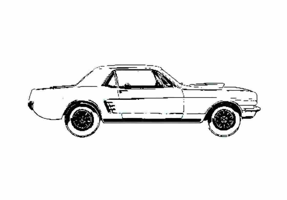 Blueprint Ford Mustang Coupe 1966 A4 Photo Print