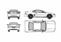 Blueprint Ford Mustang Coupe 2000 A4 Photo Print
