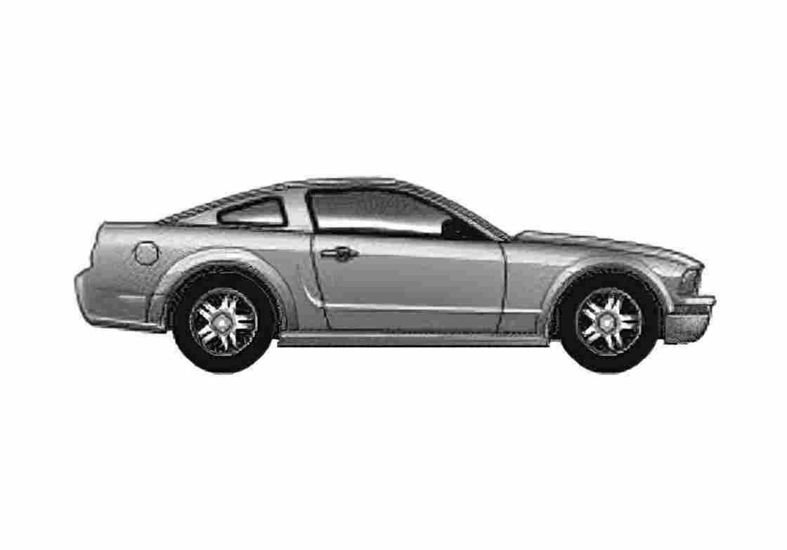 Blueprint Ford Mustang Coupe 2008 A4 Photo Print
