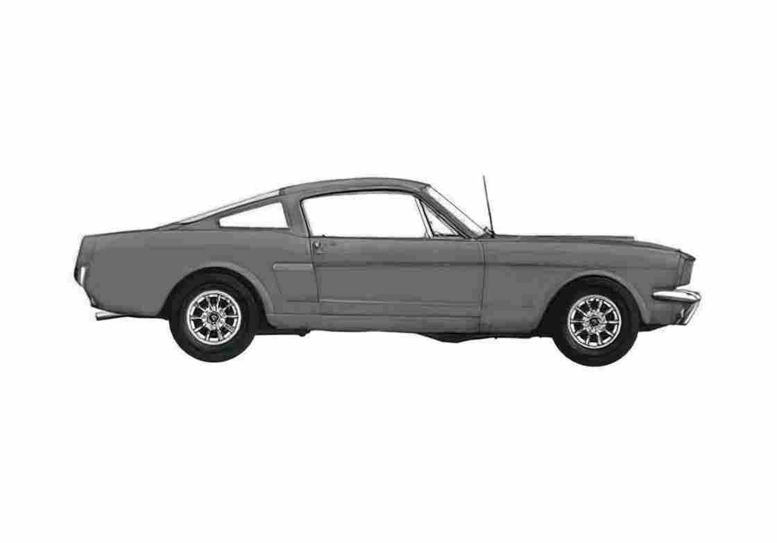 Blueprint Ford Mustang Fastback Coupe 1965 A4 Photo Print
