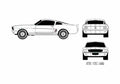 Blueprint Ford Mustang Fastback Coupe 1967 A4 Photo Print