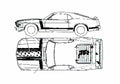 Blueprint Ford Mustang Fastback Coupe 1970 A4 Photo Print