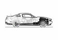 Blueprint Ford Mustang GT Coupe 2011 A4 Photo Print