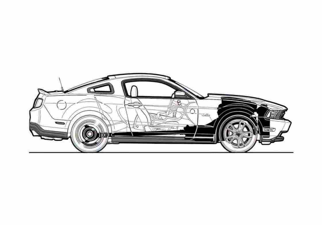 Blueprint Ford Mustang GT Coupe 2011 A4 Photo Print