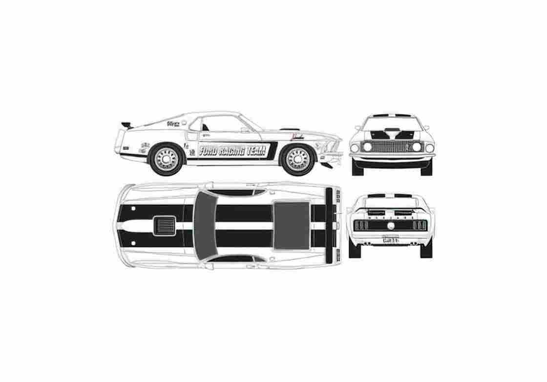 Blueprint Ford Mustang Mach 1 Coupe 1969 01 A4 Photo Print
