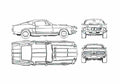 Blueprint Ford Mustang Shelby GT500 Coupe 1968 A4 Photo Print