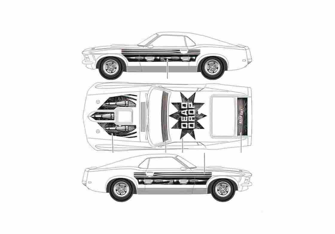 Blueprint Ford Mustang Snaptite Coupe 1974 A4 Photo Print