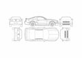 Blueprint Ford Mustang V6 Coupe 2005 A4 Photo Print