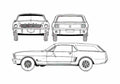 Blueprint Ford Mustang Wagon 1965 A4 Photo Print