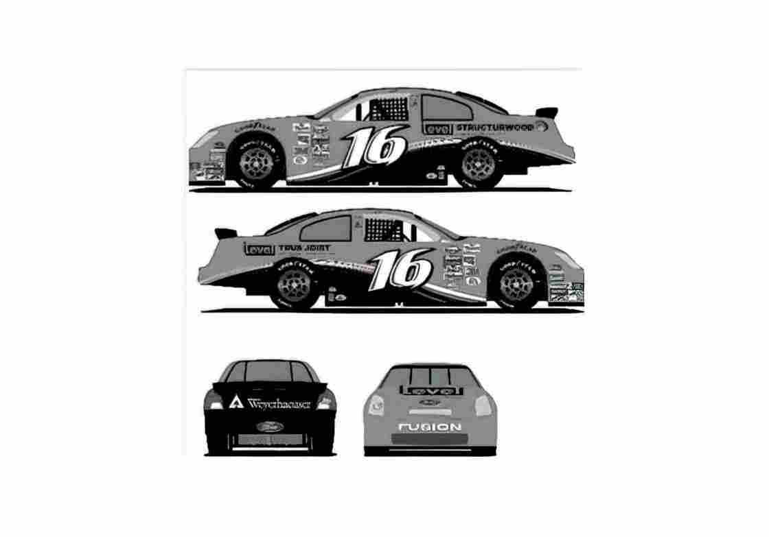 Blueprint Ford Nascar Coupe 2006 A4 Photo Print