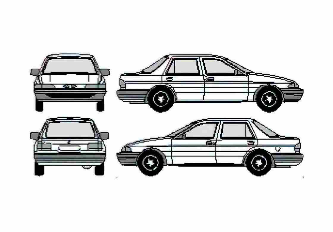 Blueprint Ford Orion Sedan 1992 A4 Photo Print