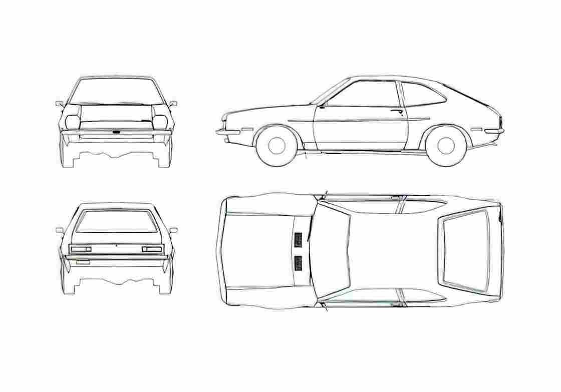 Blueprint Ford Pinto Hatchback 1973 A4 Photo Print