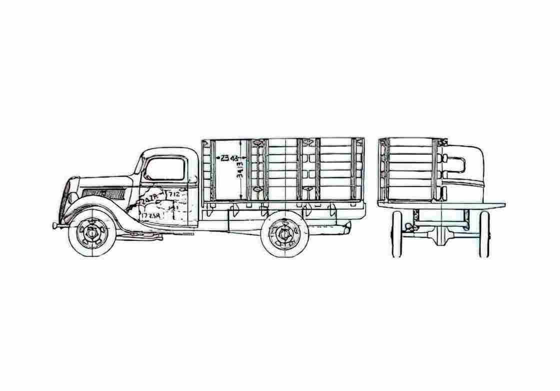 Blueprint Ford Platform Truck 1937 A4 Photo Print