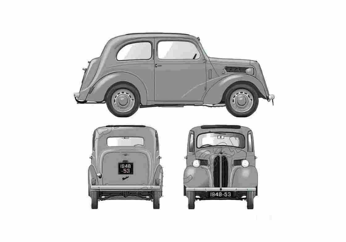 Blueprint Ford Popular 103E Sedan 1953 A4 Photo Print