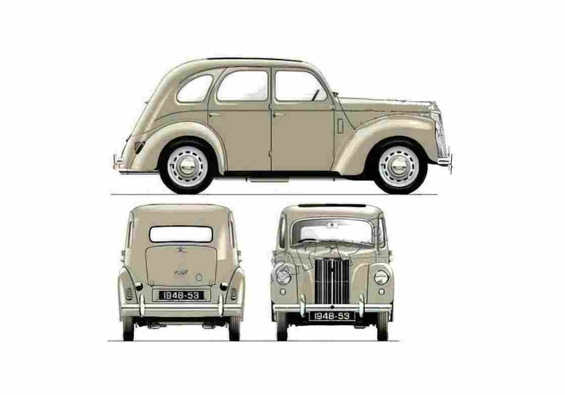 Blueprint Ford Prefect E493A Sedan 1949 A4 Photo Print
