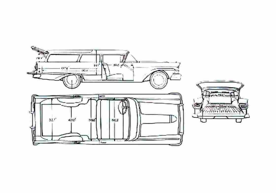 Blueprint Ford Ranch Wagon 1958 A4 Photo Print