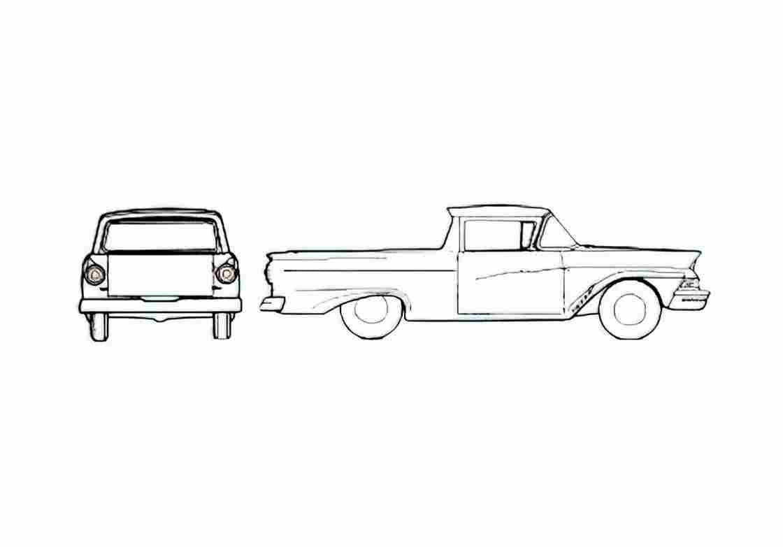 Blueprint Ford Ranchero Pick up 1957 A4 Photo Print