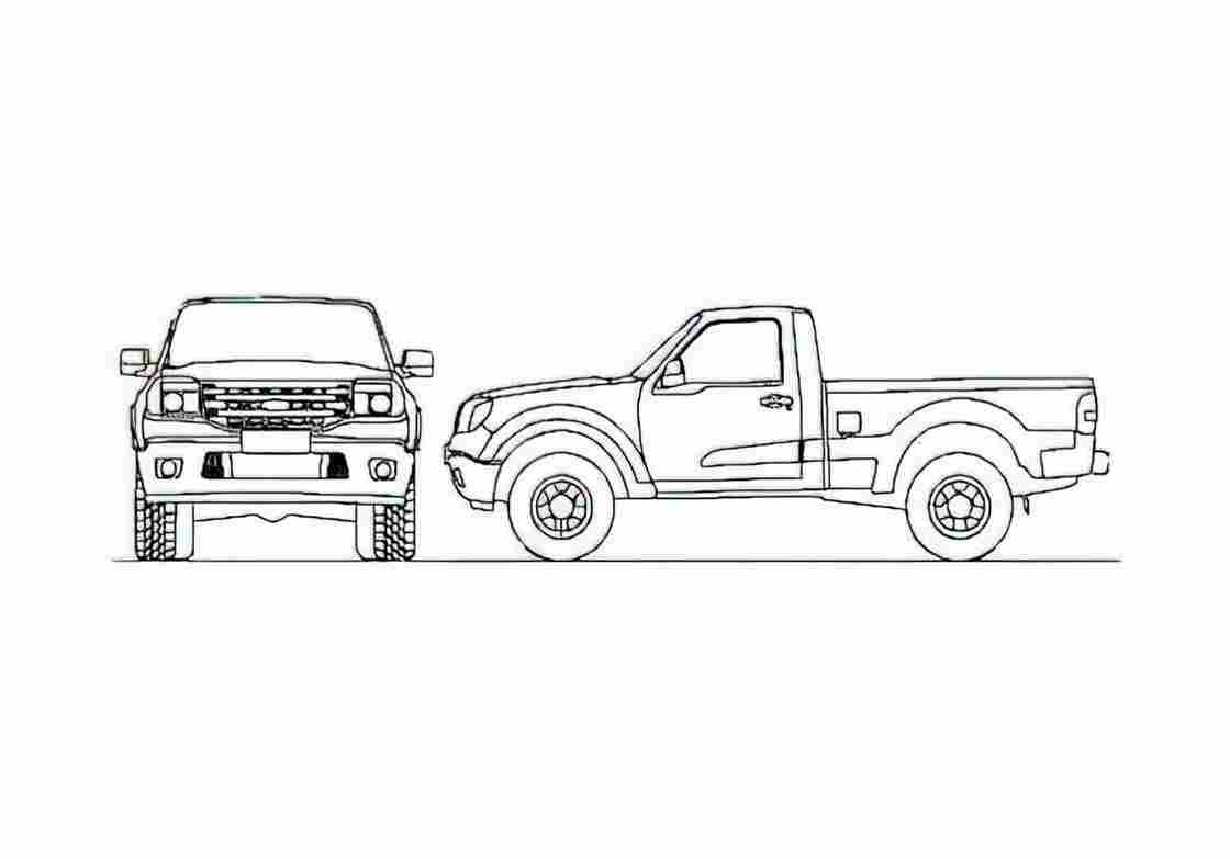 Blueprint Ford Ranger Single Cabine Brazil) Pick up 2011 A4 Photo Print