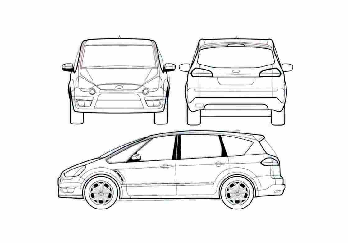 Blueprint Ford S Max Minivan 2007 A4 Photo Print