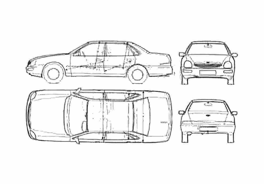 Blueprint Ford Scorpio Sedan 1995 A4 Photo Print