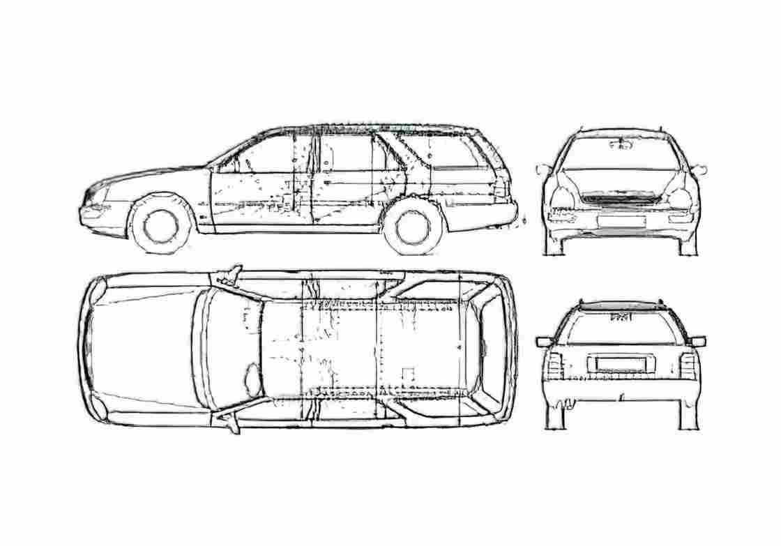 Blueprint Ford Scorpio Turnier Wagon 1995 A4 Photo Print