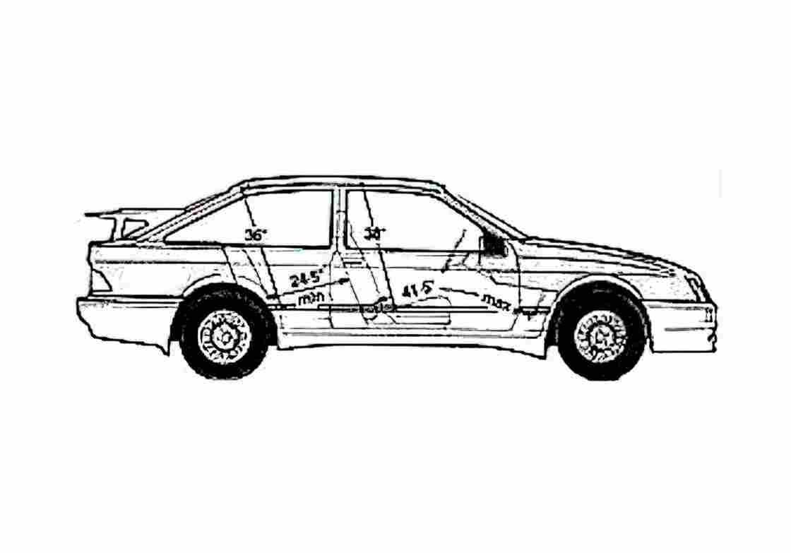 Blueprint Ford Sierra Cosworth Hatchback 1987 A4 Photo Print