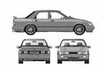 Blueprint Ford Sierra Sapphire Cosworth 4x4 Sedan 1992 A4 Photo Print
