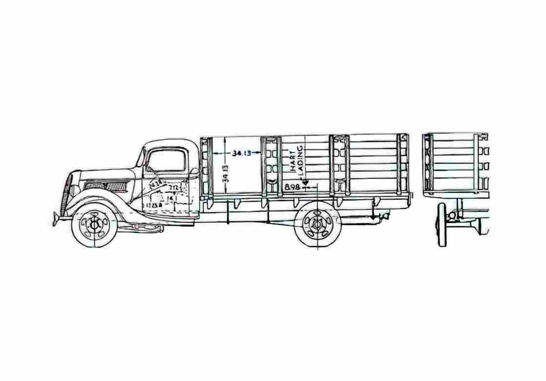Blueprint Ford Srake Truck 1937 A4 Photo Print