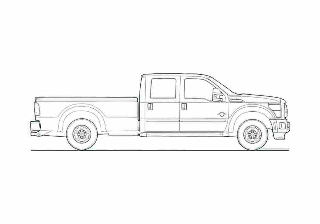 Blueprint Ford Super Duty Crew Cab Pick up 2010 A4 Photo Print