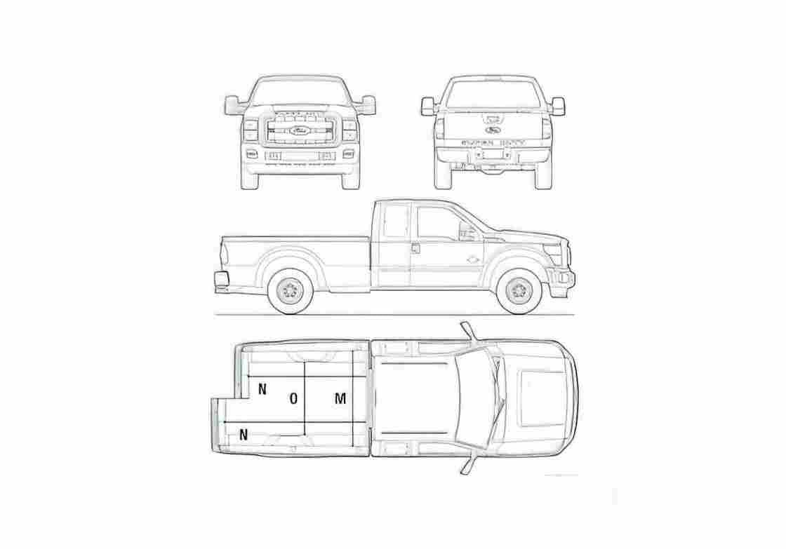 Blueprint Ford Super Duty Extended Cab Pick up 2010 A4 Photo Print
