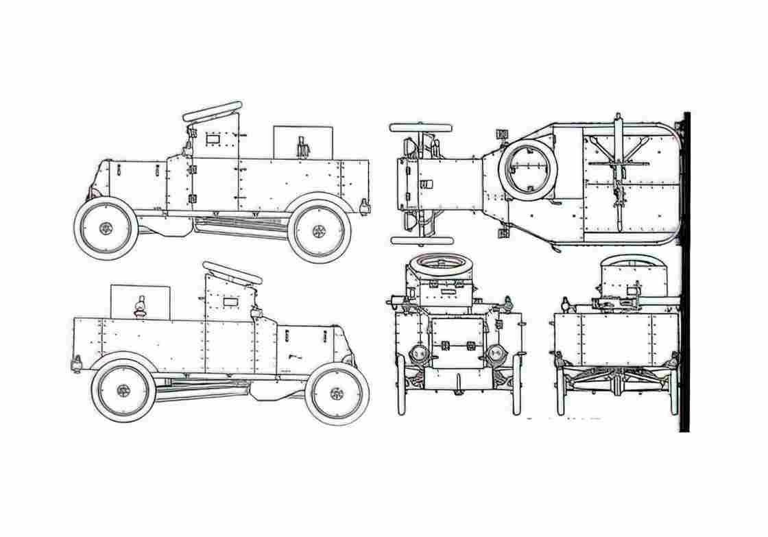 Blueprint Ford T Truck WW1 Truck 1914 A4 Photo Print