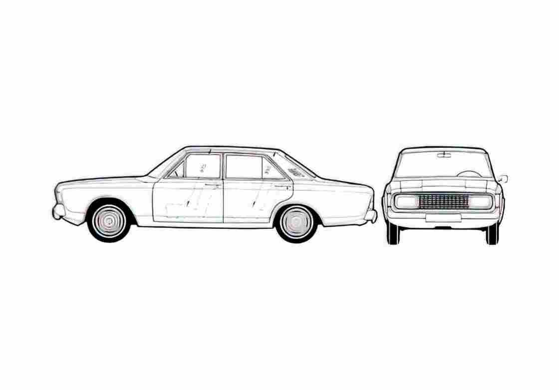Blueprint Ford Taunus 17M P7 A Sedan 1969 A4 Photo Print