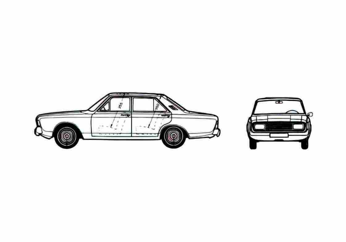 Blueprint Ford Taunus 17M P7 B Sedan 1977 A4 Photo Print