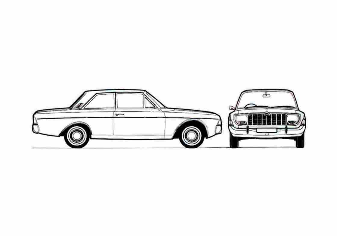 Blueprint Ford Taunus 20M P5) 2 door Sedan 1966 A4 Photo Print